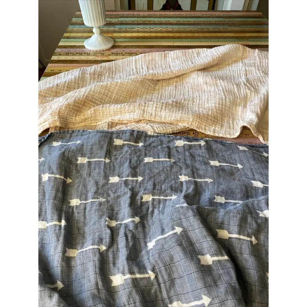 Lulujo Baby 100% Cotton Muslin Swaddle Blankets 40x 40 Aden + Anais Lot Of 2